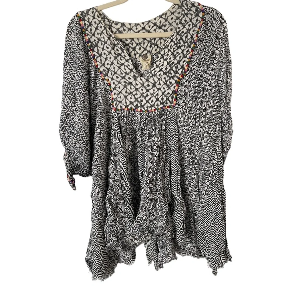 Free People FP ONE Mixed‎ Print Boho Tunic Mini Swing Dress XS